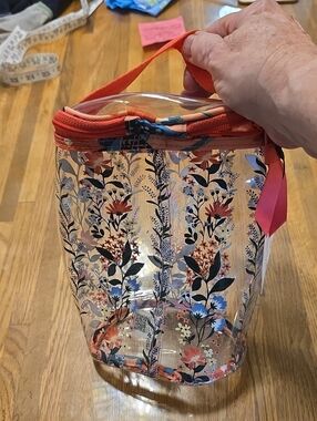 Vera Bradley Clear Floral Pouch with Coral Trim